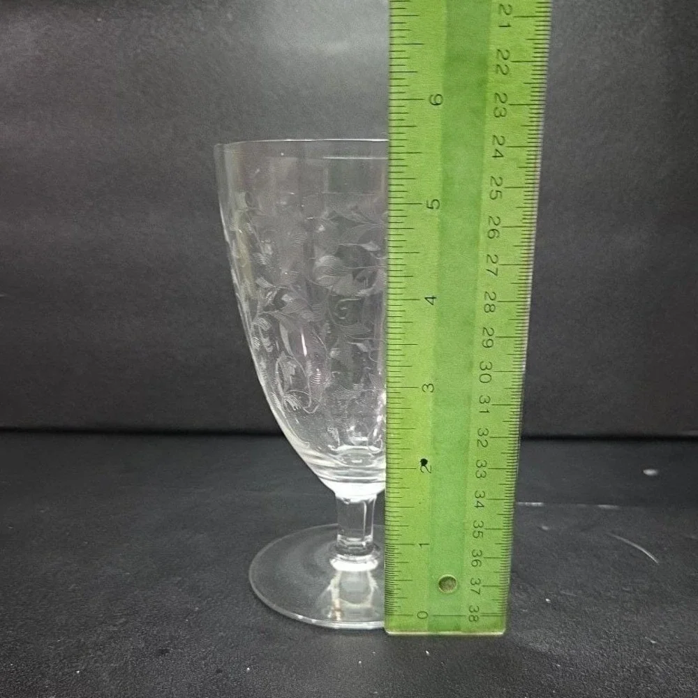 Leaf Etched Ice Tea Glass, Vintage‎ Footed Water Goblet, Replacement Drinkware